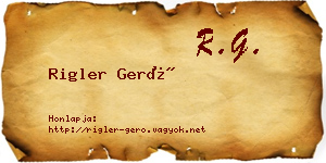Rigler Gerő névjegykártya
